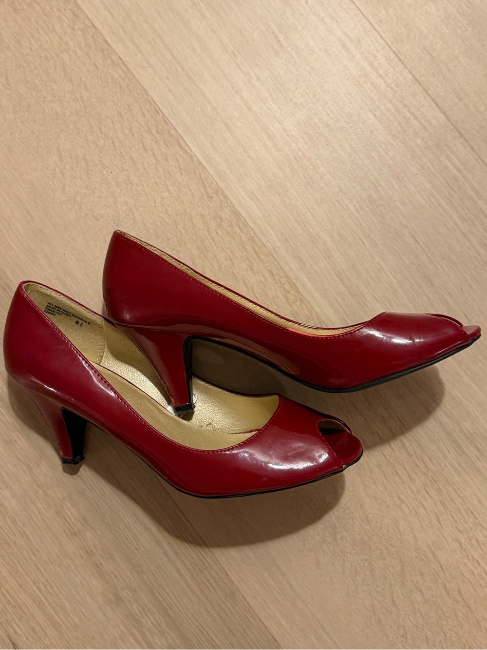 Mossimo Supply Co. Red Peep-Toe Mid Heel Pumps